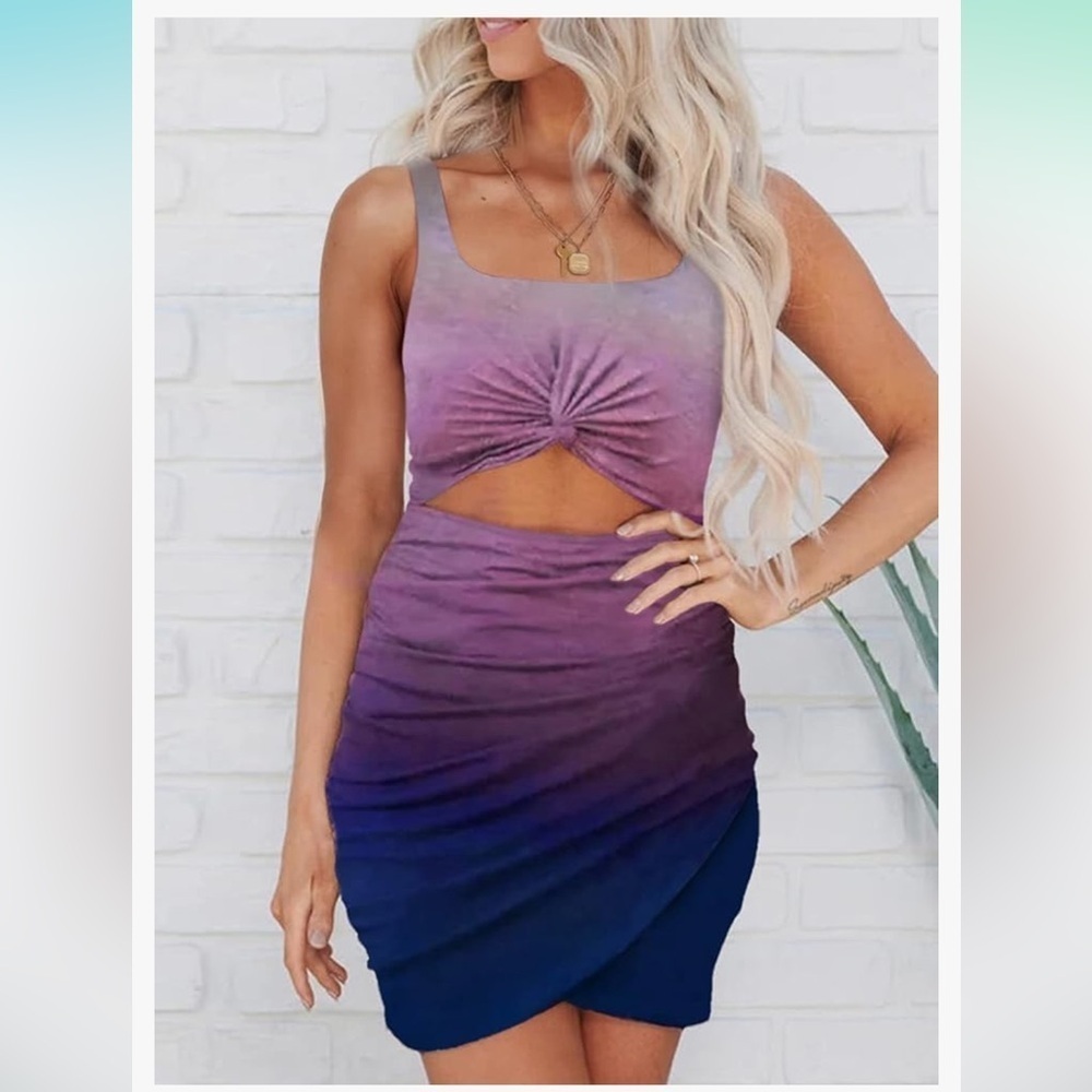 Sundress 2025 Summer Sleeveless Cut
Out Twist Bodycon Dress Wrap Dresses
8070 - Picture 3 of 4